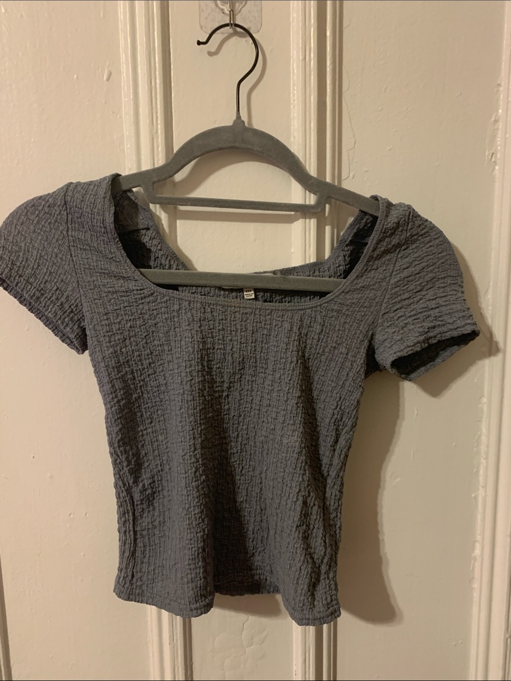 Women’s Short Sleeve Square Neck Top - Light Blue Gray